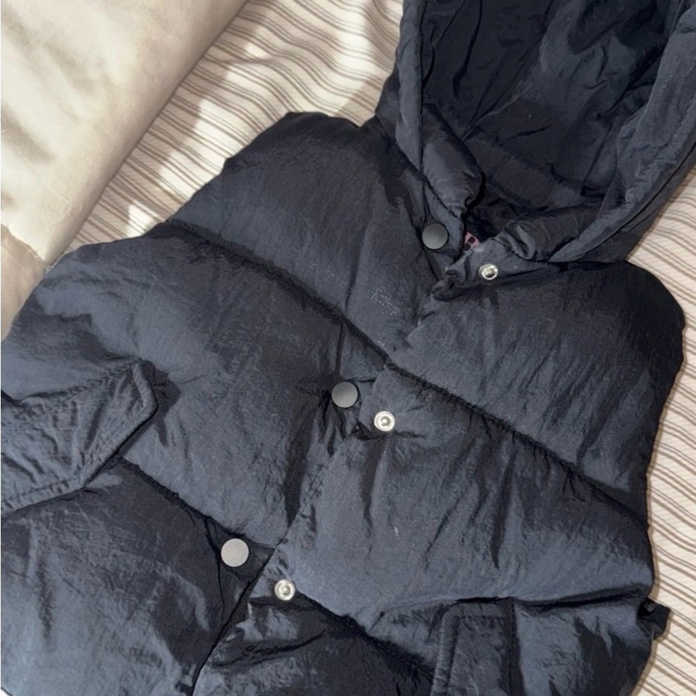 Zara Kids : Black Hooded Puffer Vest